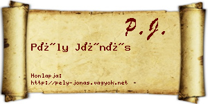 Pély Jónás névjegykártya